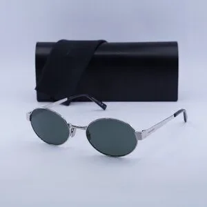 ?️ New Saint Laurent SL692 002 Sunglasses - Shiny Silver Frame, Grey Lenses ?️ New Saint Laurent SL692 002 Sunglasses - Shiny Silver  main image 2
